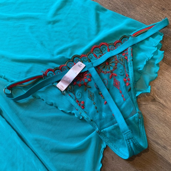 VS Vintage Y2K Pink Label Moroccan Embroidered Bohemian Crystal Babydoll & Panty - Picture 5 of 15